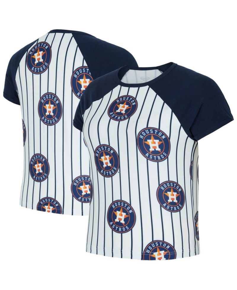 Women's White Houston Astros Outbound Pinstripe Raglan Top
