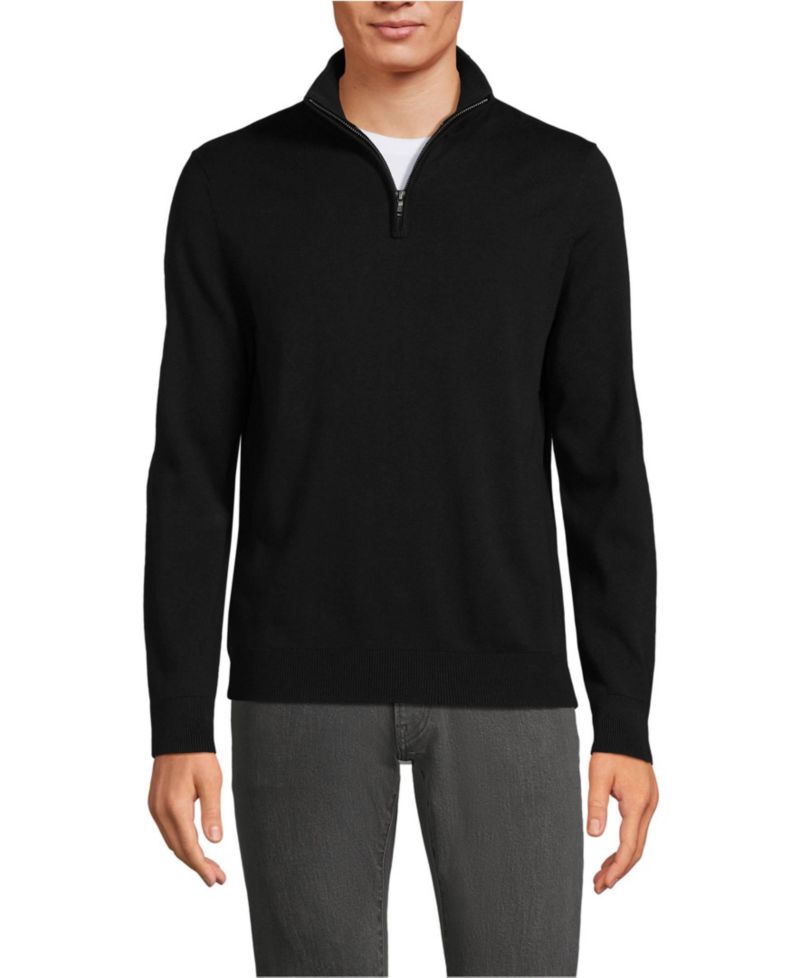 Men's Long Sleeve Fine Gauge Cotton Quarter Zip Sweater