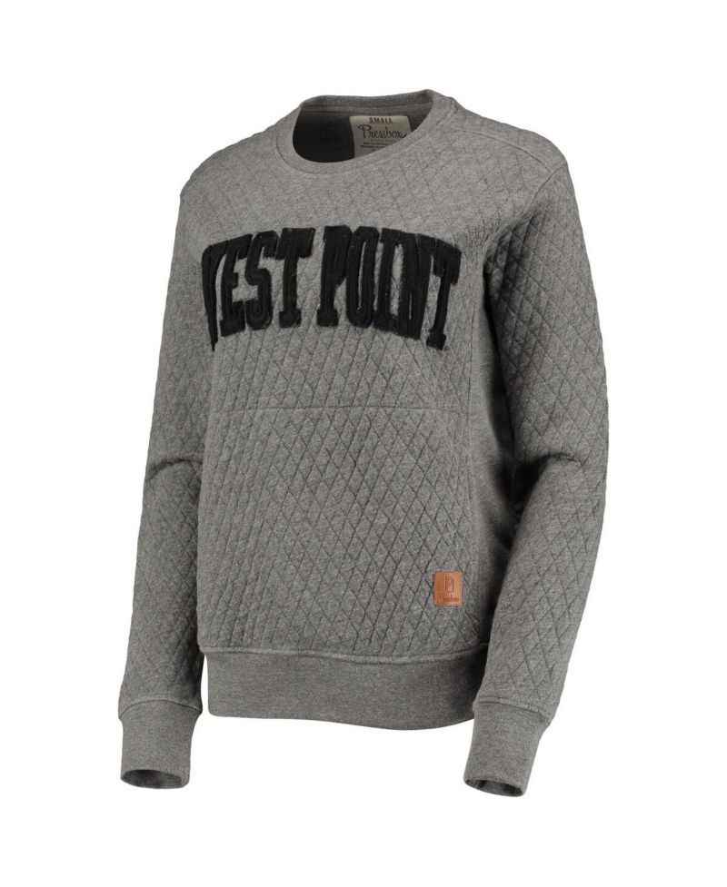 Women's Heather Charcoal Army Black Knights Moose Quilted Pullover Sweatshirt