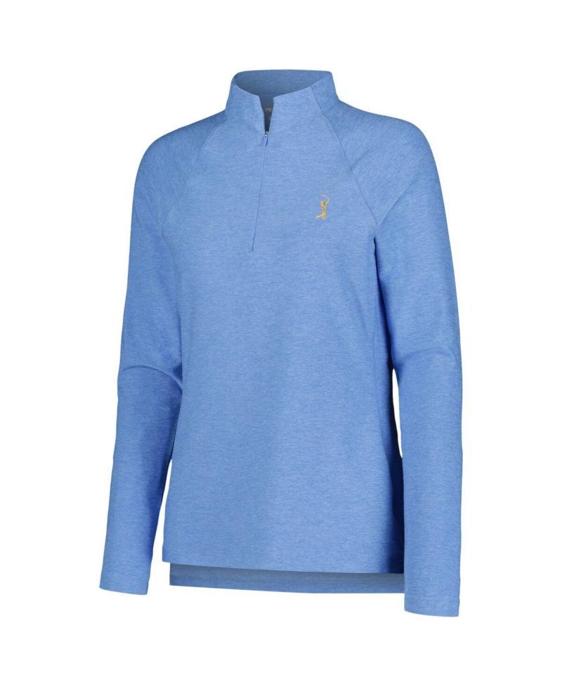 Women's Light Blue THE PLAYERS Melange Raglan Perth Quarter-Zip Top