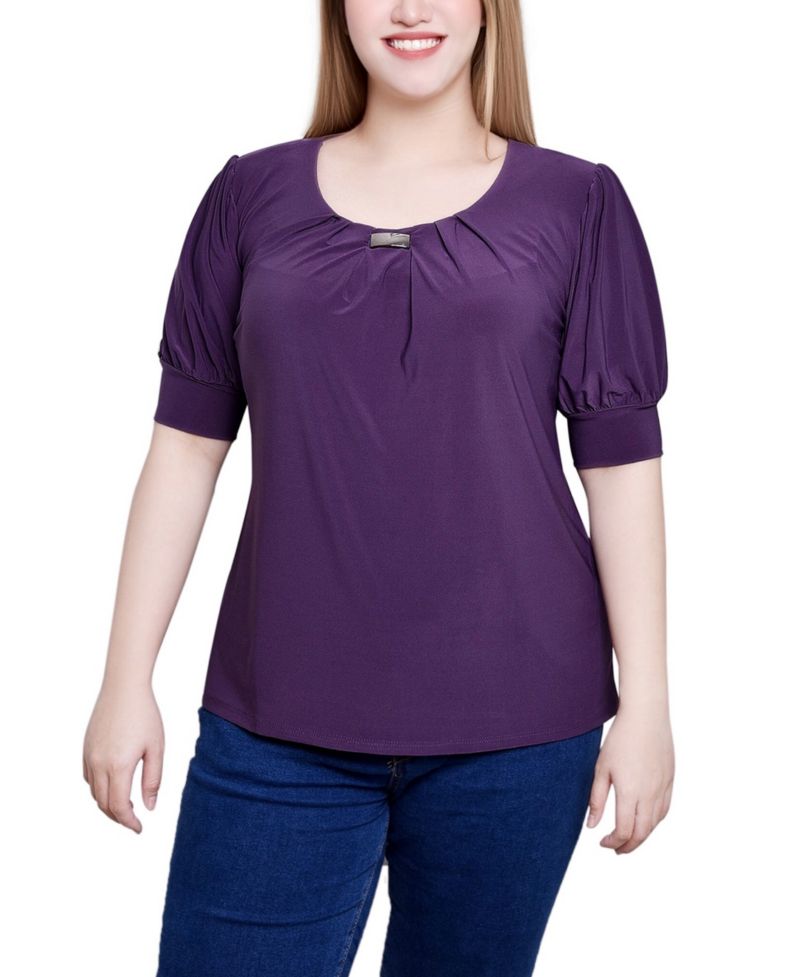 Petite Short Sleeve Balloon Sleeve Top