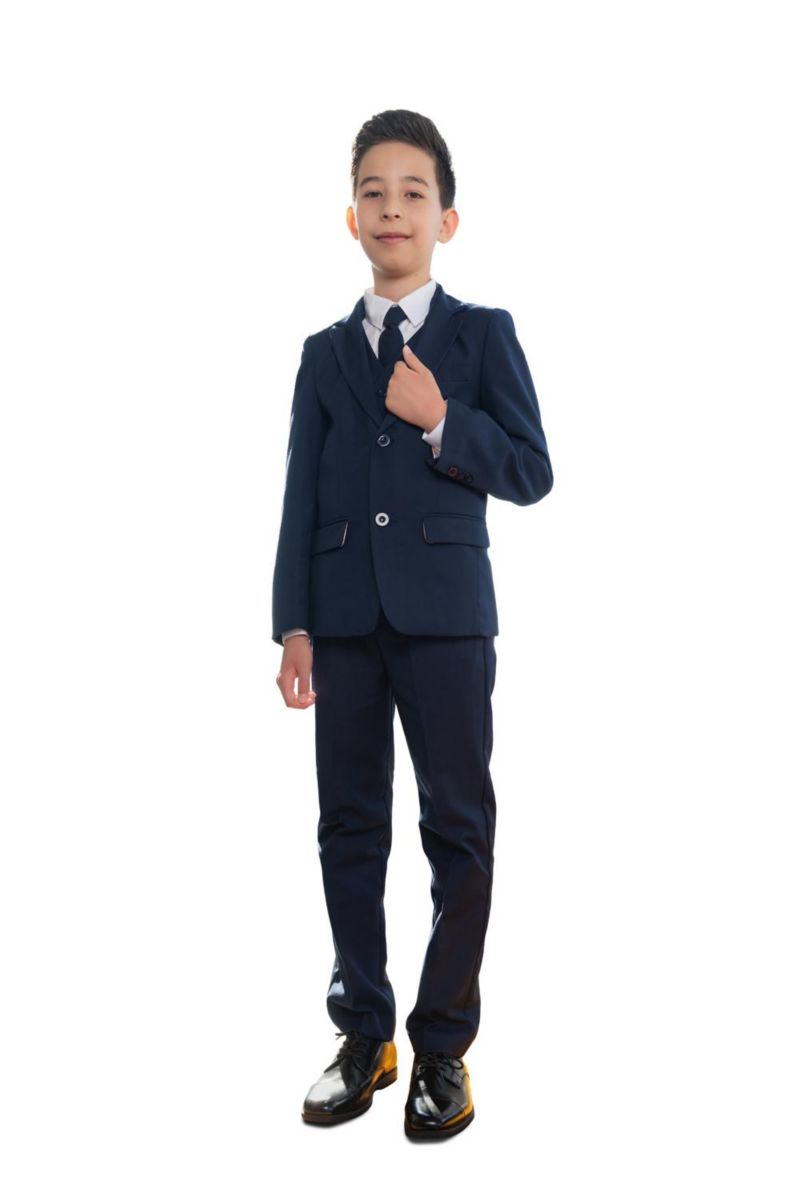 Комплект костюма Big Boys 007 Slim Fit из 5 предметов: рубашка, галстук, пиджак, жилет и брюки