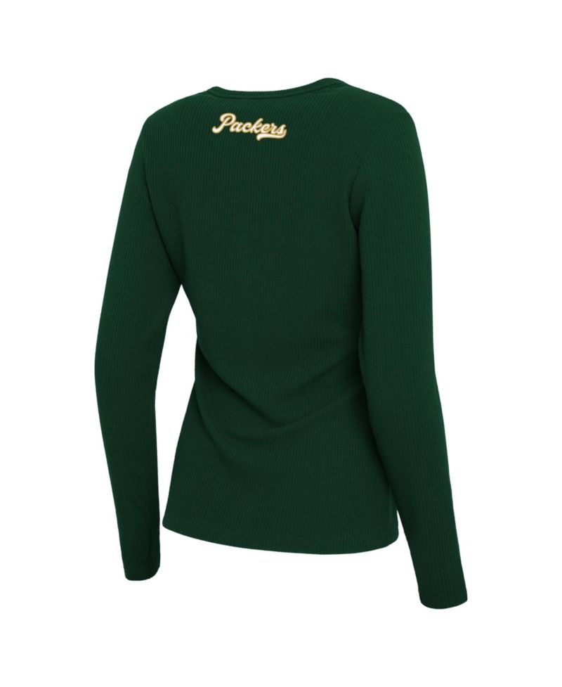 Women's Green Bay Packers Ribbed Full-Button Cardigan Sweater