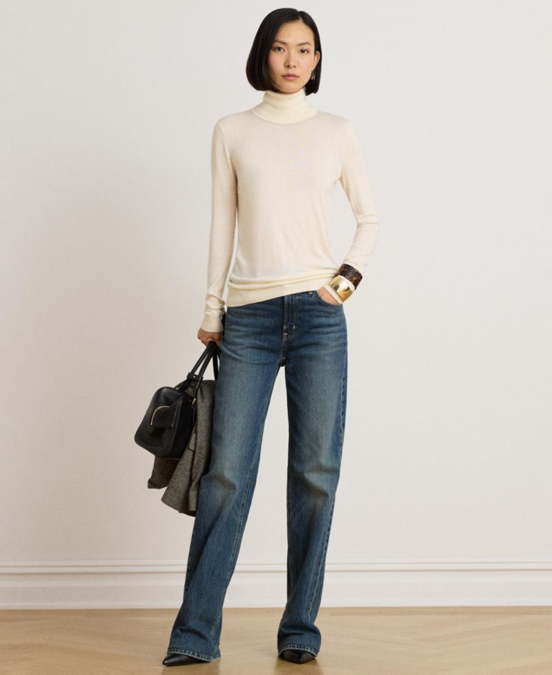 Women's Modal-Silk Blend Slim-Fit Turtleneck Sweater