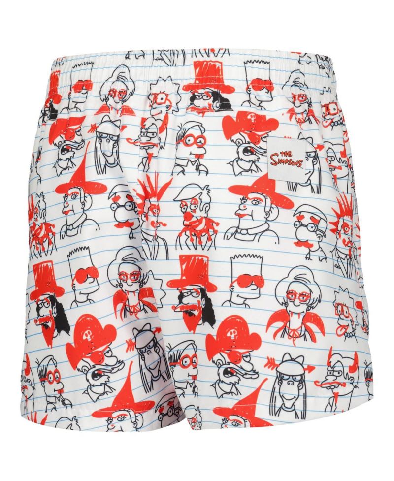 Big Boys and Girls White The Simpsons Bart School Doodles Shorts