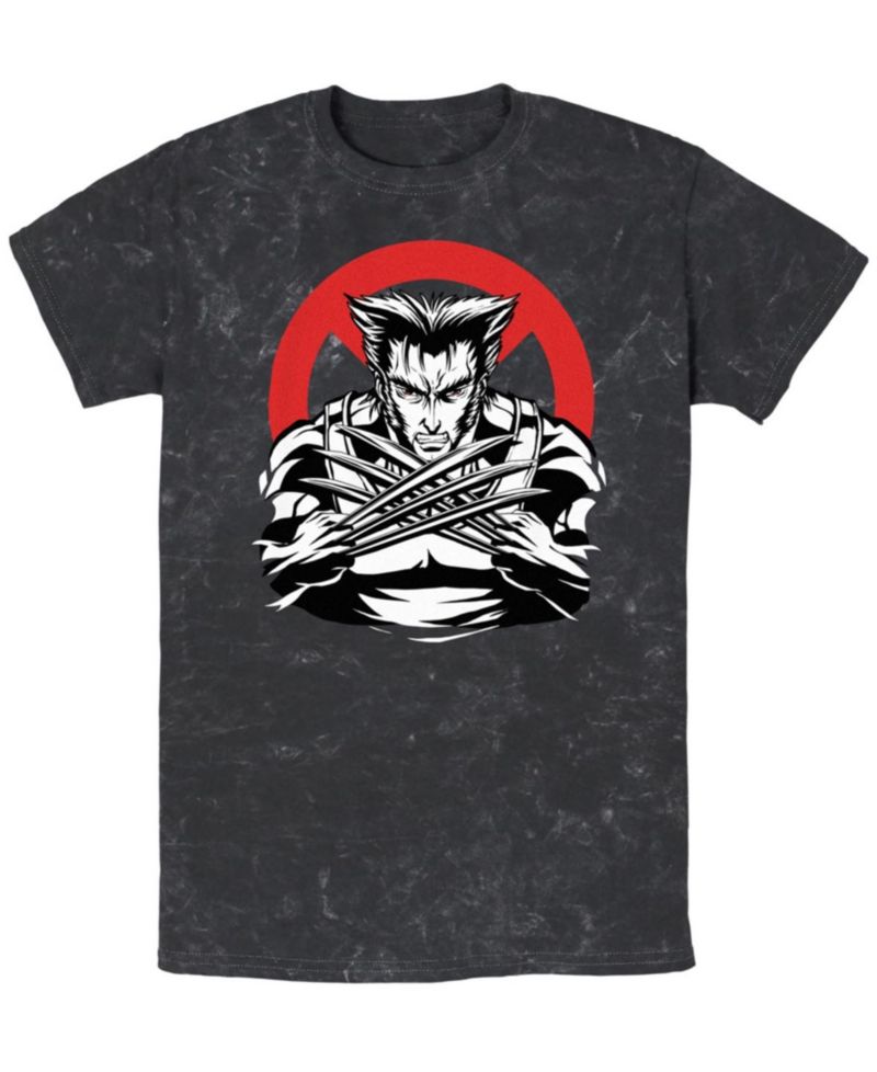 Men's Marvel X-Men Wolverine Anime Short Sleeve Mineral Wash Tee
