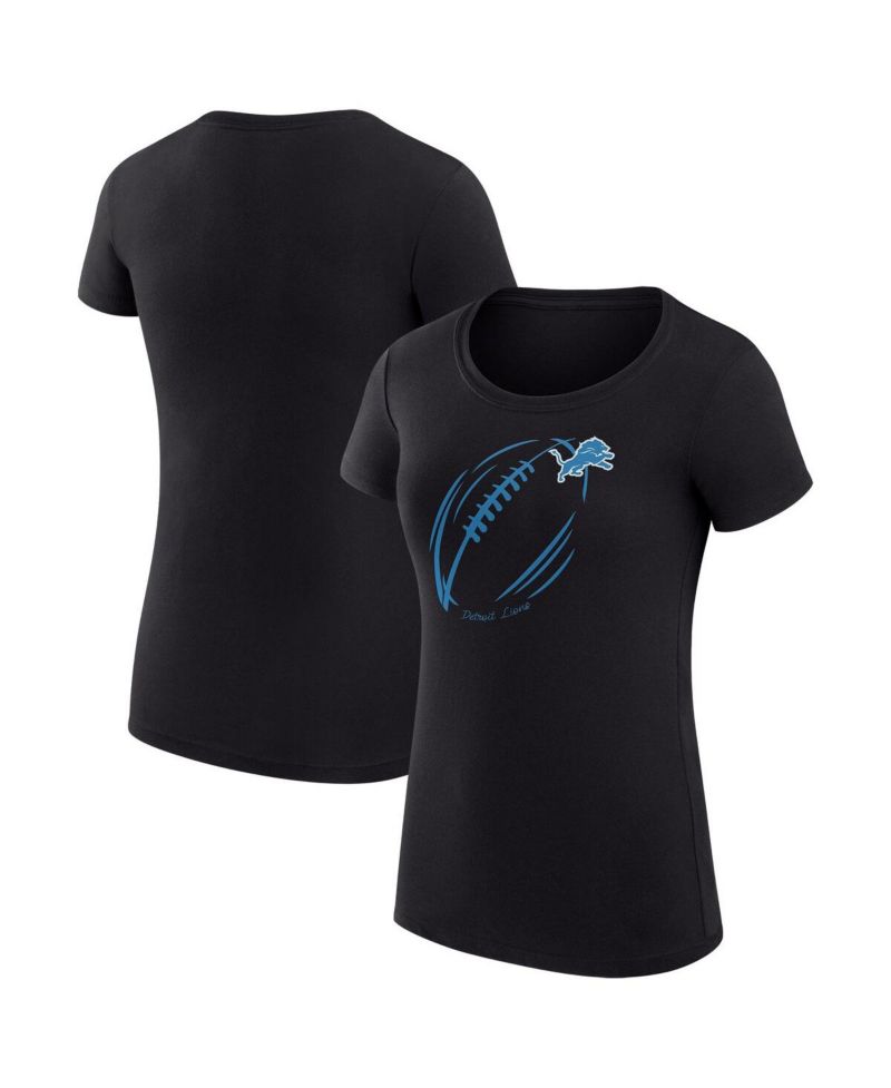 Women's Black Detroit Lions Super-Slim Fit Lightweight Subtle Football T-Shirt