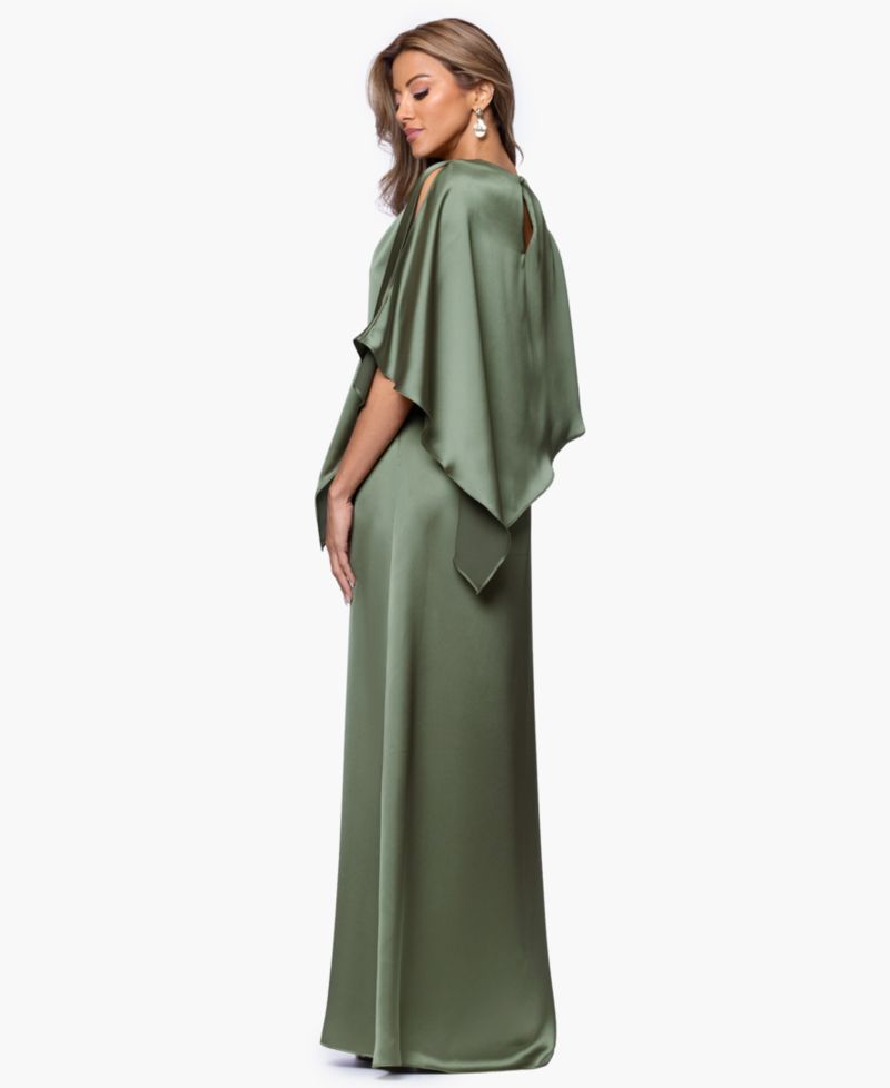 Women's Long Satin Overlay Ball Gown
