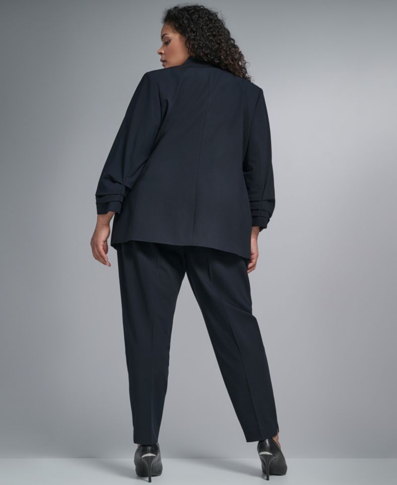 Plus Size Collarless Open Front Blazer
