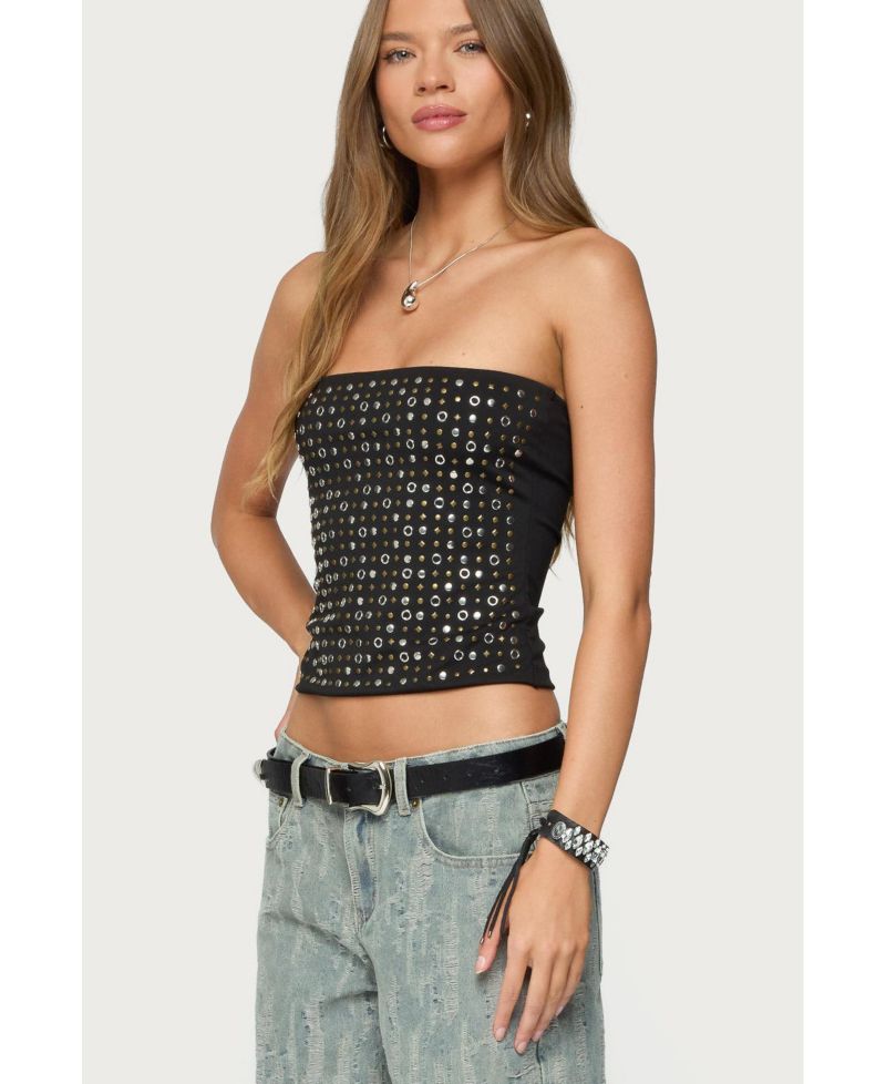 Women's Blanco Studded Grommet Tube Top