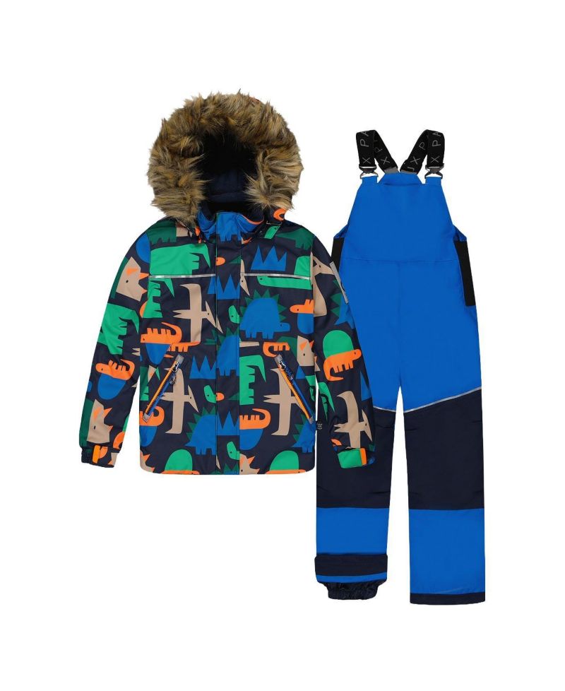 Little and Big Boy (6-8) Two Piece Discover Snowsuit Dinosaur Print
