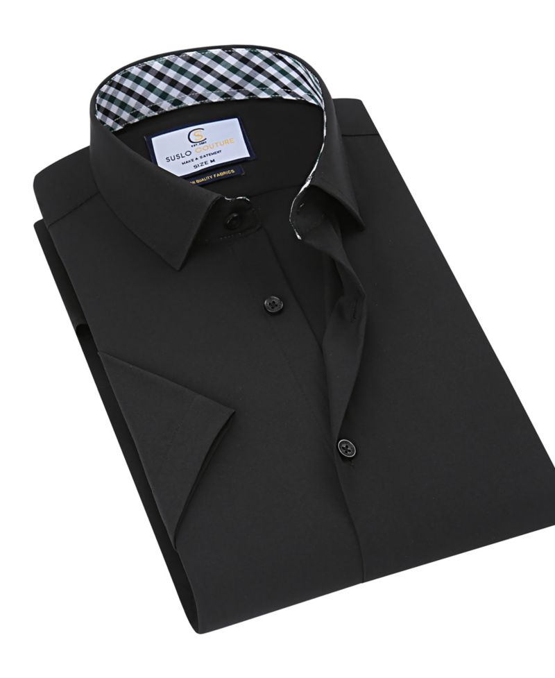 Men's Slim Fit Performance Short Sleeves Solid Button Down Shirt