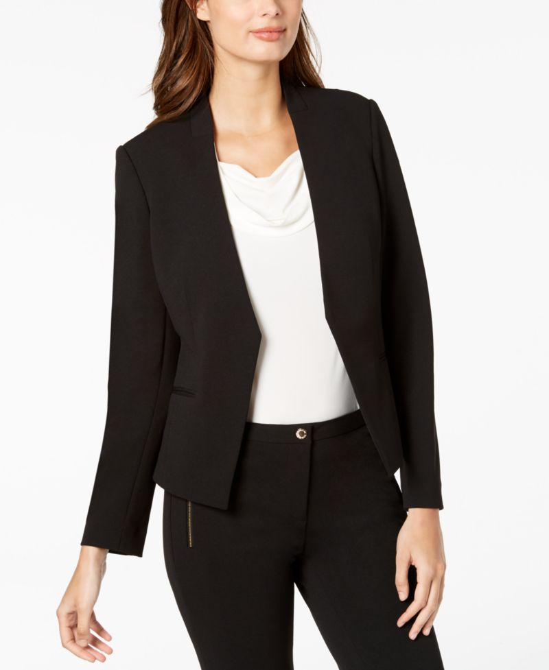 Petite Asymmetrical Open-Front Blazer