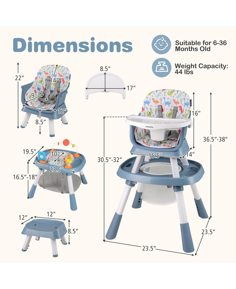 16-in-1 Baby High Chair w/ Activity Center Booster Seat Building Block Table