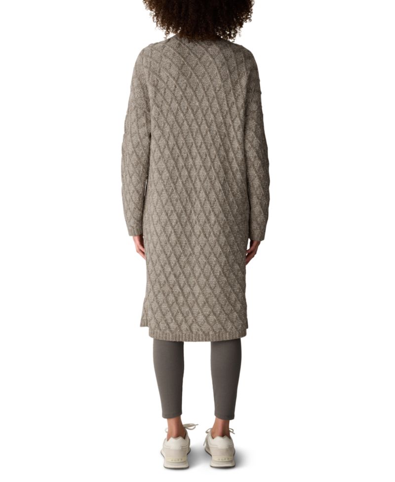 Women's Peruvian Cotton-Blend Boucle Fluff Long Cardigan Long-Sleeve High-Collar Cardigan