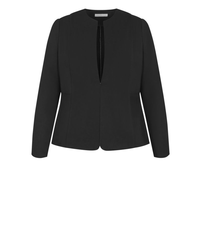 Plus Size Peyton Collarless Stretch-Ponte Jacket