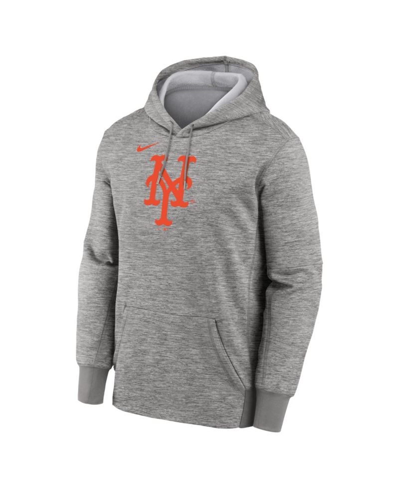 Men's Heather Gray New York Mets Primary Logo Therma Hoodie