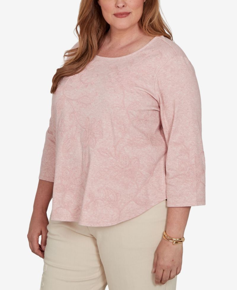 Plus Size Camden Market Tonal Floral Soutache Knit Top