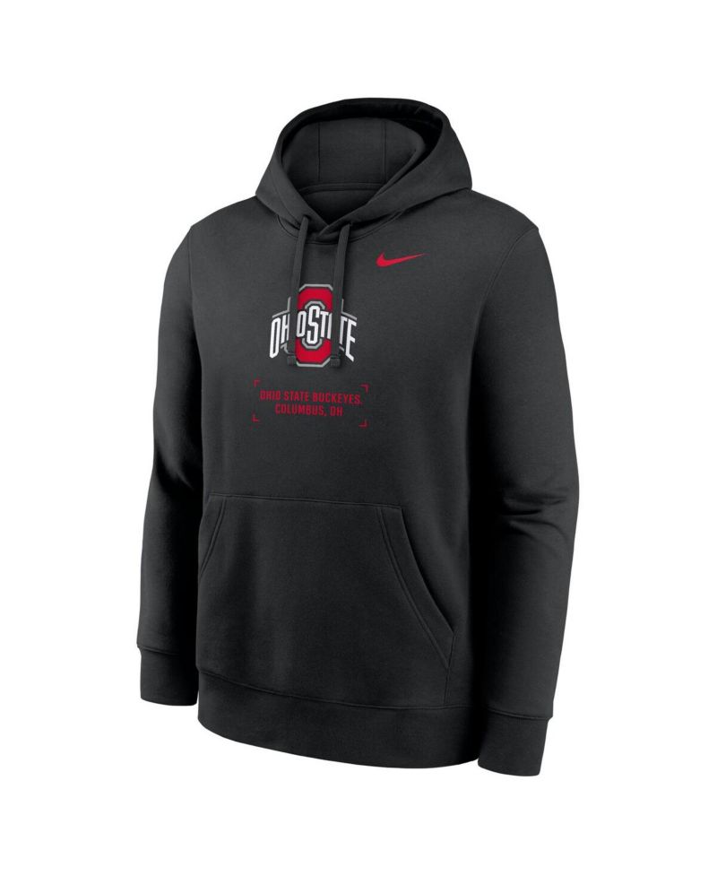 Men's Black Ohio State Buckeyes Basketball Two-Hit Club Fleece Pullover Hoodie