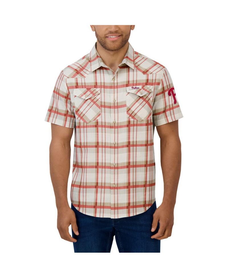 Men's Red Philadelphia Phillies Plaid Full-Snap Shirt