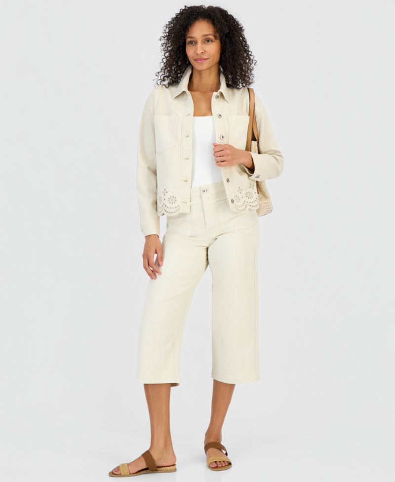 Women's Cropped Embroidered Shacket