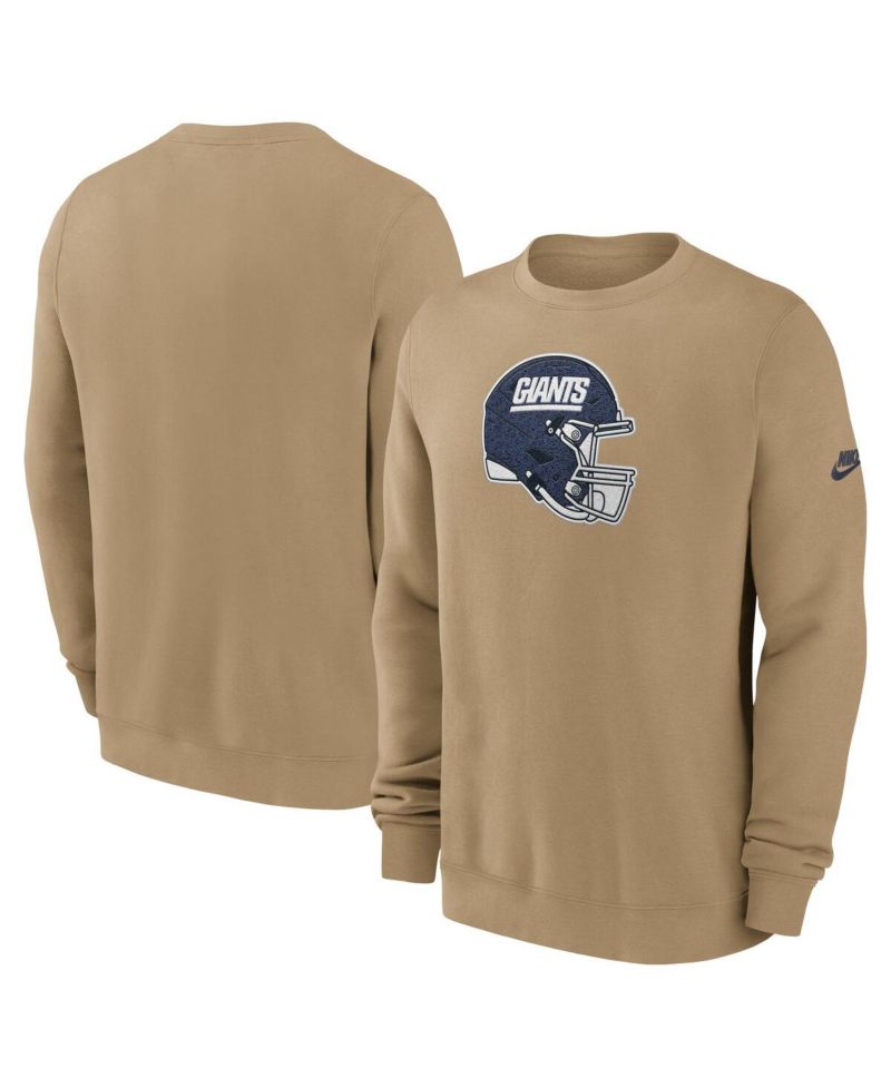 Men's Tan New York Giants Swing Pass Rewind Club Pullover Sweatshirt