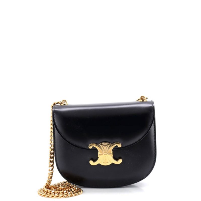 Triomphe Besace Clea Chain Flap Bag Leather