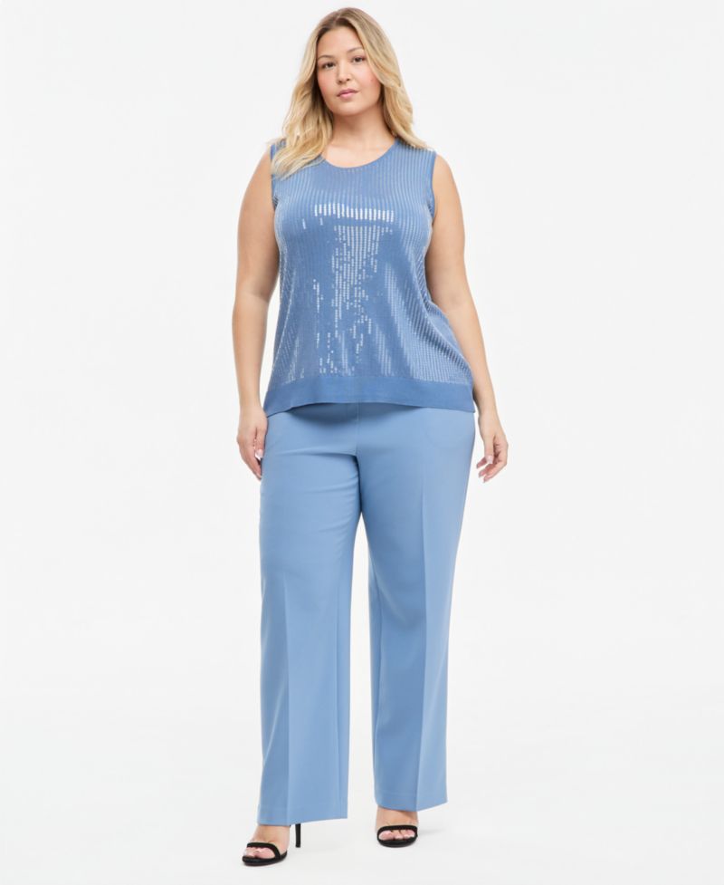Plus Size Wide-Leg Pull-On Pants