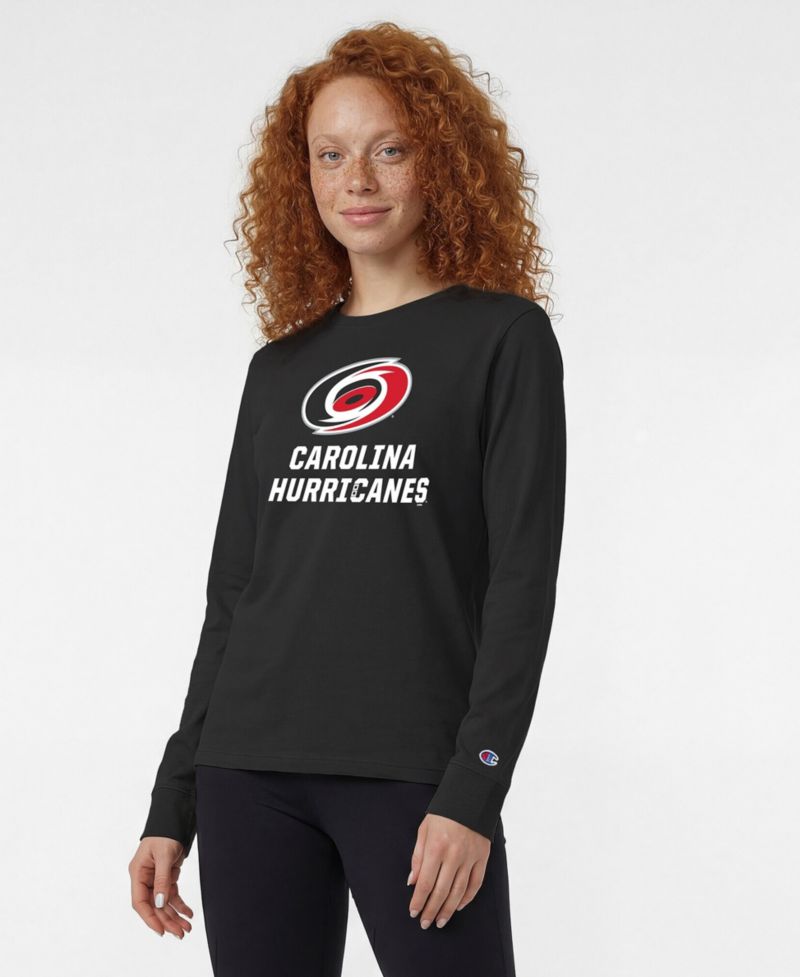 Women's Black Carolina Hurricanes Wordmark Lockup Long Sleeve T-Shirt