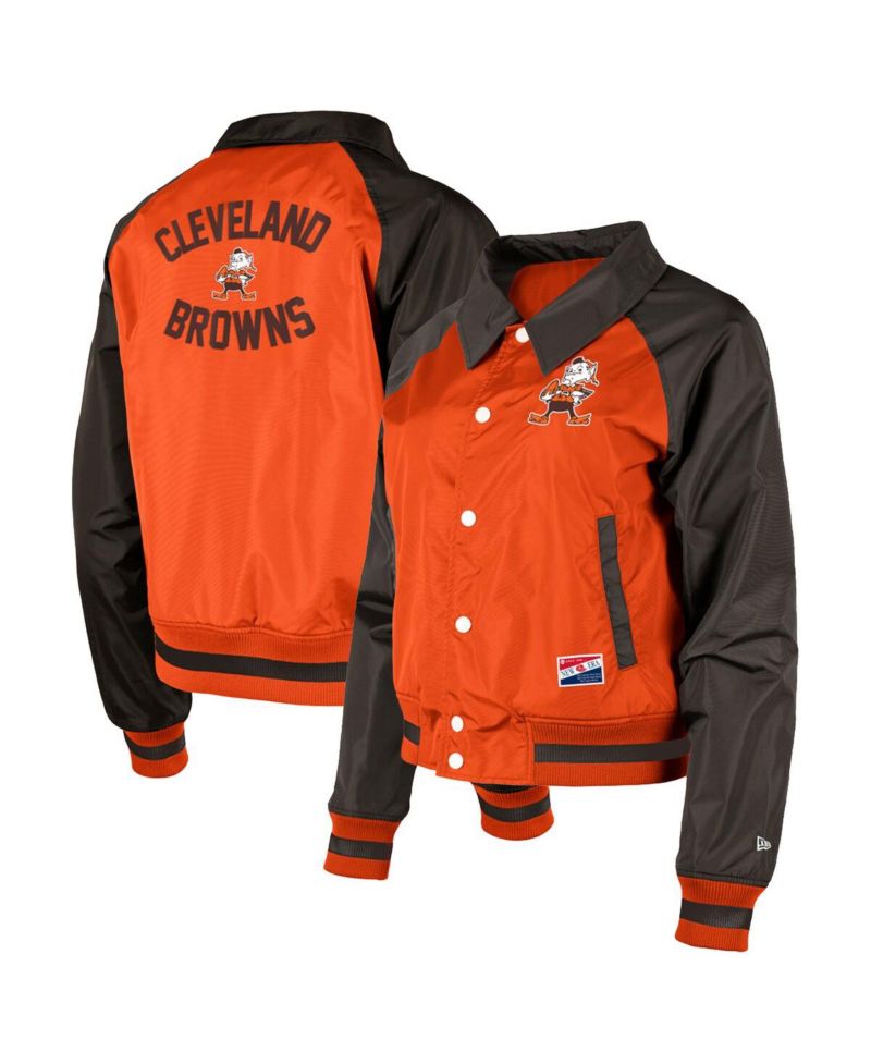 Women's Orange Cleveland Browns Coaches Raglan Full-Snap Jacket