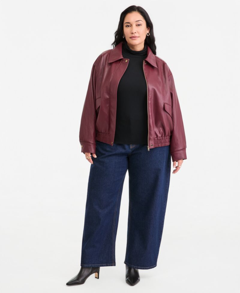 Plus Size Modal-Blend Mockneck Long-Sleeve Top