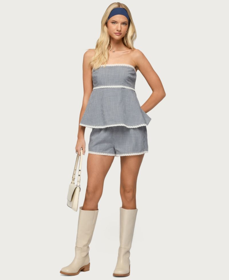 Women's Ellie Lacey Ginghman Strapless Top