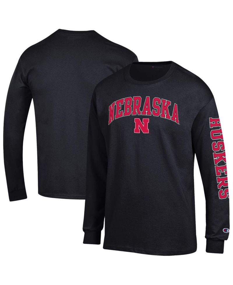 Men's Scarlet Nebraska Huskers Arch Over Logo 2-Hit Long Sleeve T-Shirt
