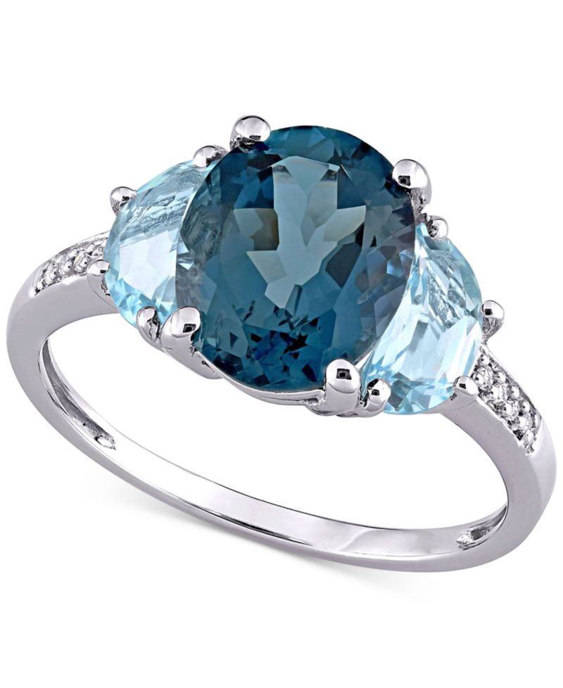 Blue Topaz (4-1/2 ct. t.w.) & Diamond Accent Statement Ring in Sterling Silver