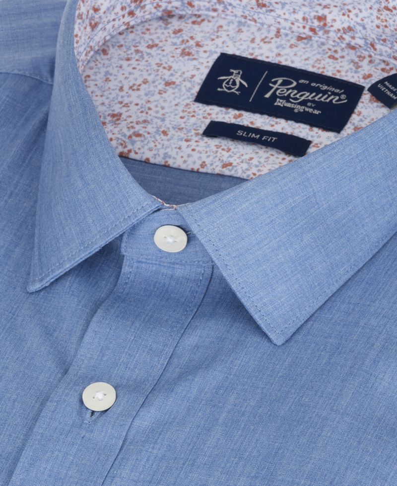 Men's Melange Slim-Fit Dress Shirt