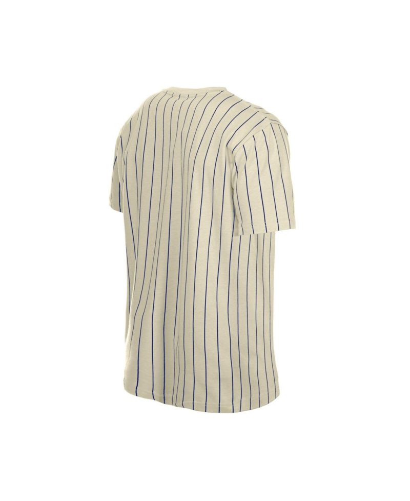 Men's Cream New York Mets Throwback Meshback Pinstripe T-Shirt