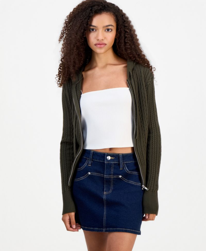 Women's Cable-Knit Zippered Hoodie