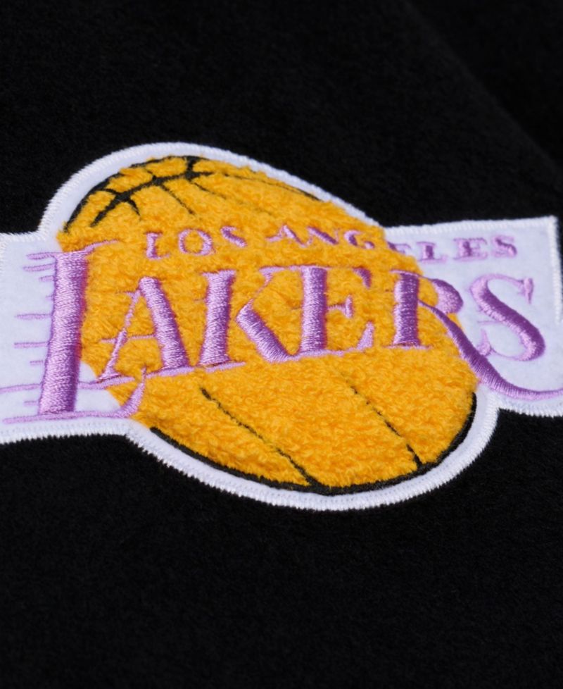 Men's Black/White Los Angeles Lakers Hardwood Classics Off Day Full-Snap Varsity Jacket