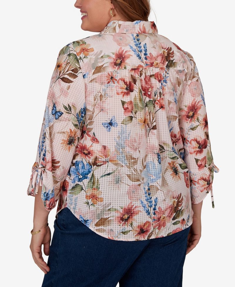 Plus Size Camden Market Botanical Butterfly Button-Front Top