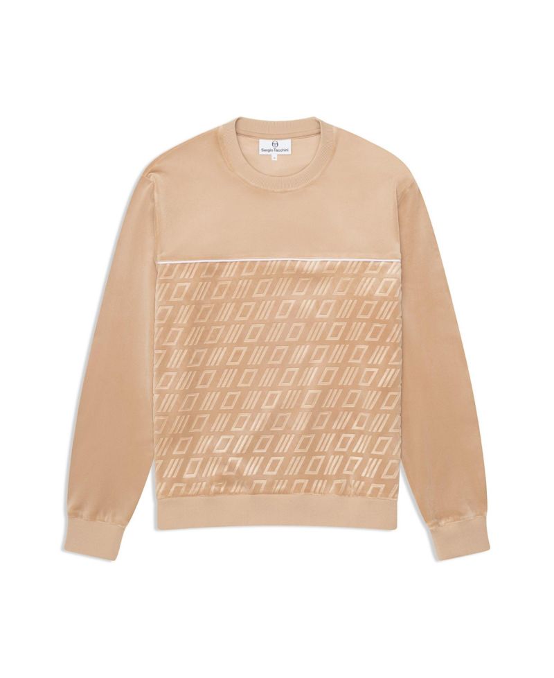 Men's Bandiera Debossed Velour Crewneck