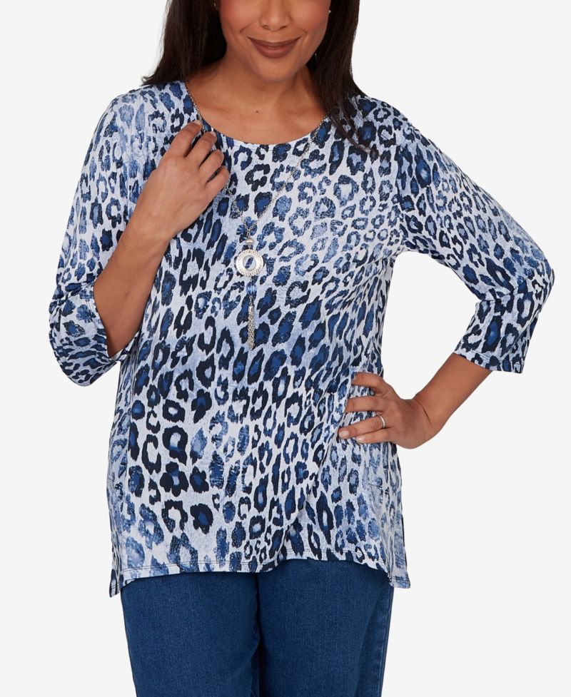 Petite Animal Printed Top with Necklace