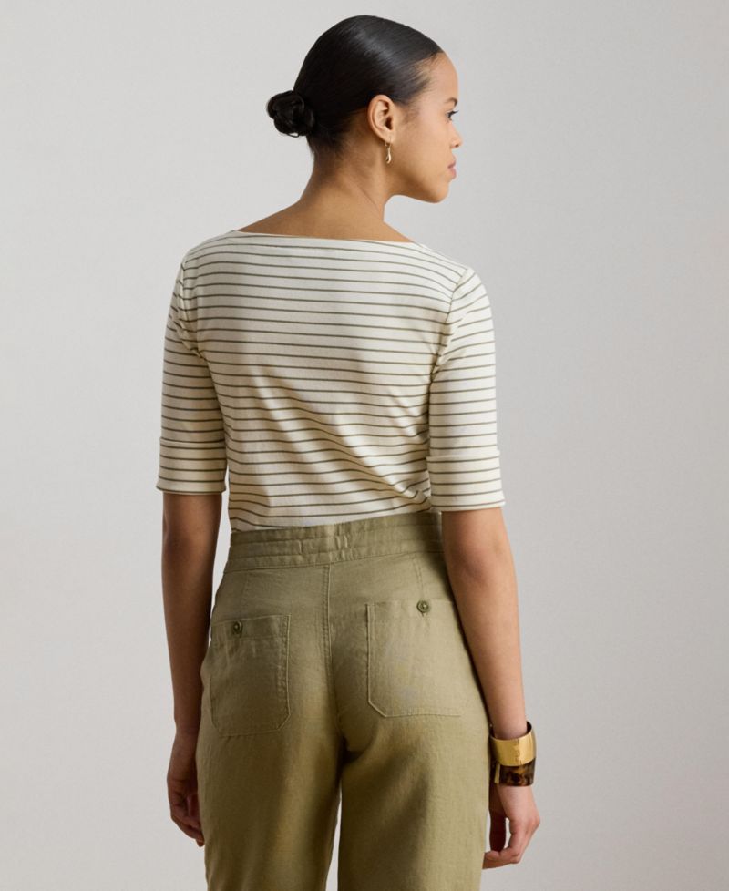 Women's Striped Boat Neck Top