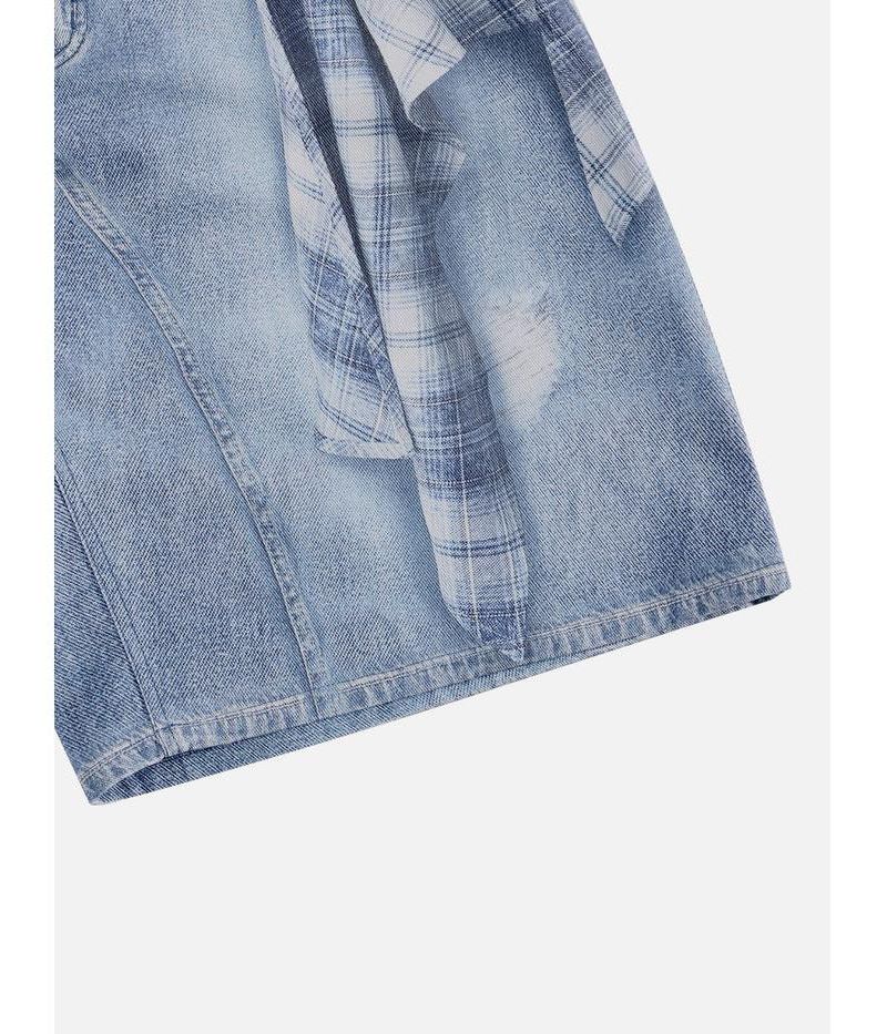 Women's Plaid Panel Chain Jorts
