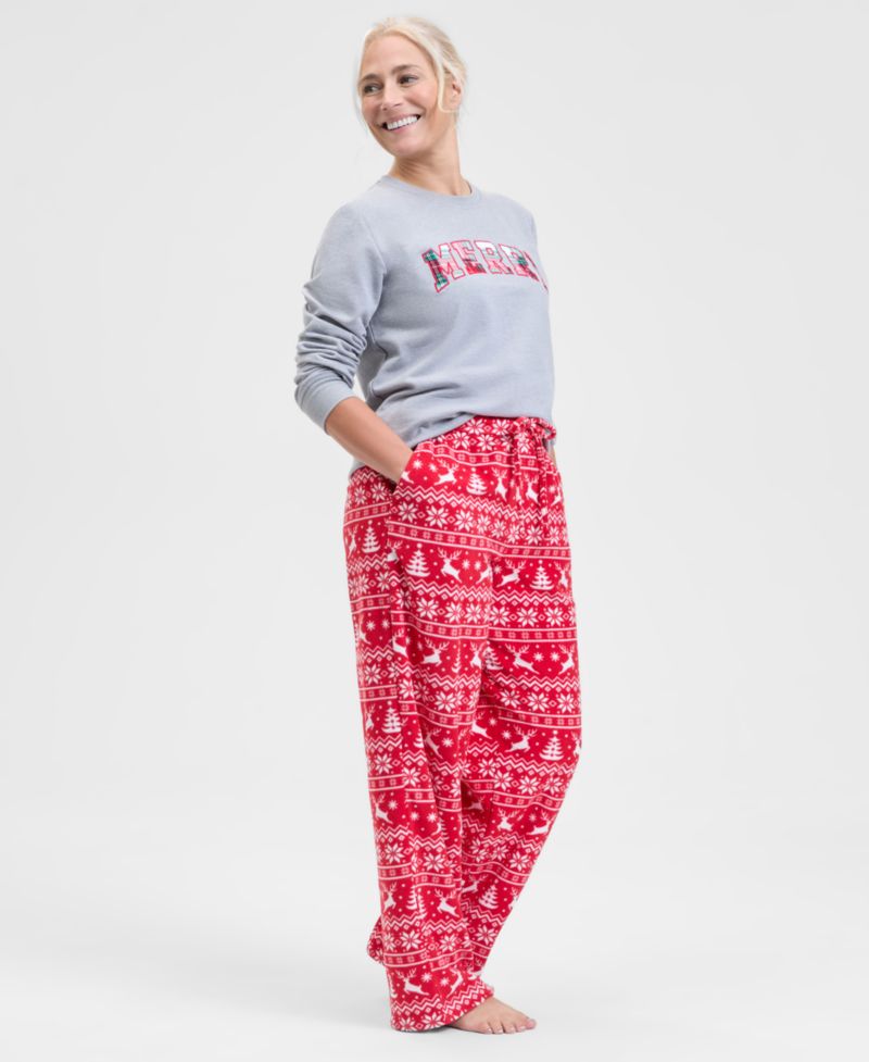 Women's Deer Fair Isle Fleece Pajama Pants