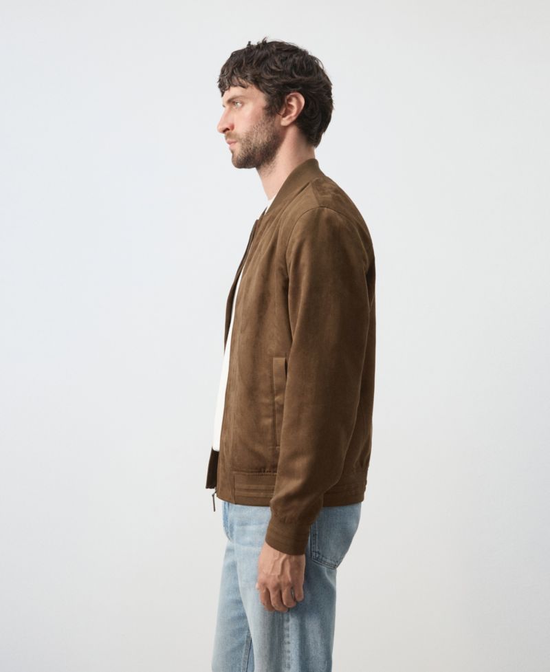 Men's Suede-Effect Bomber Jacket