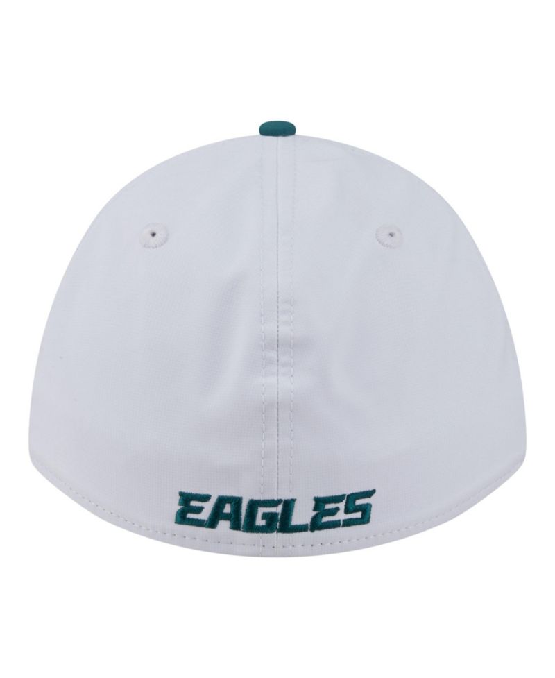 Men's White/Midnight Green Philadelphia Eagles Patch 39THIRTY A-Frame M-Crown Perforated Flex Hat