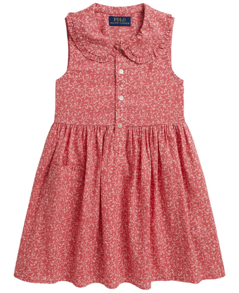 Girls' 2T-6X Floral Sleeveless Shirt Dress