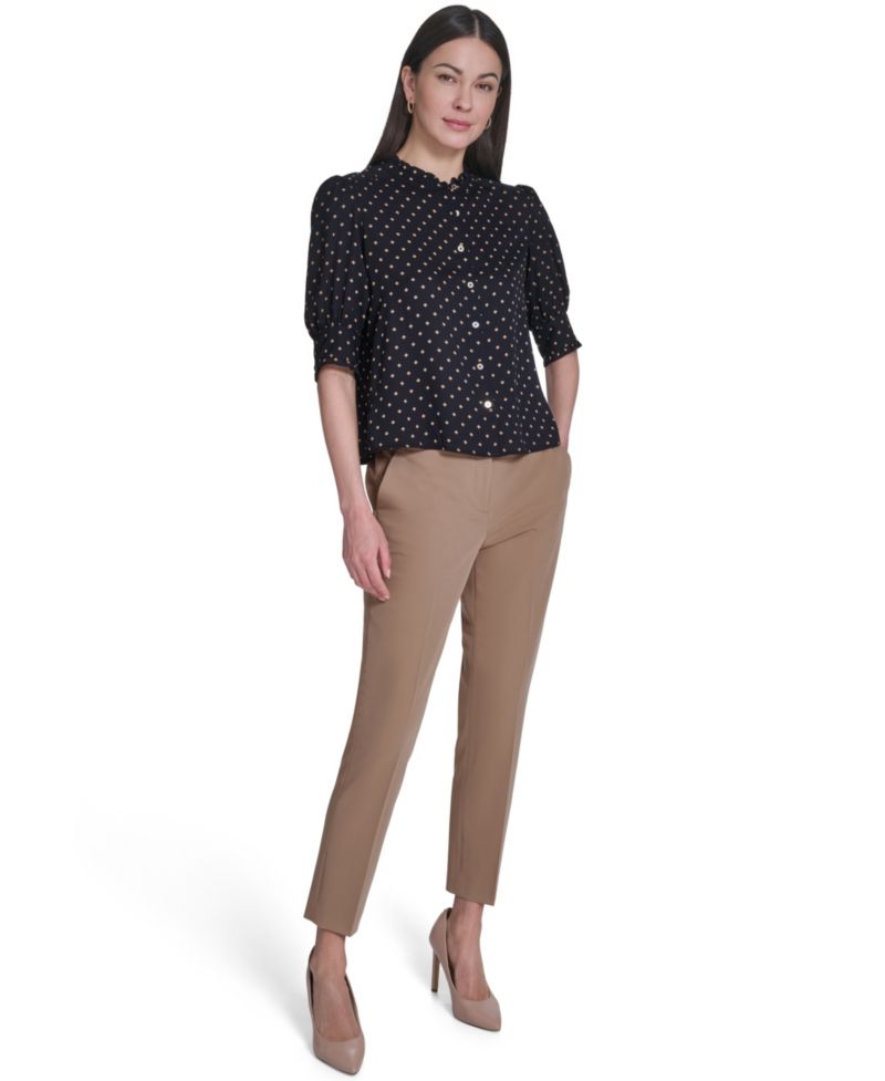 Women's Collared Ruffle Neck Blouse