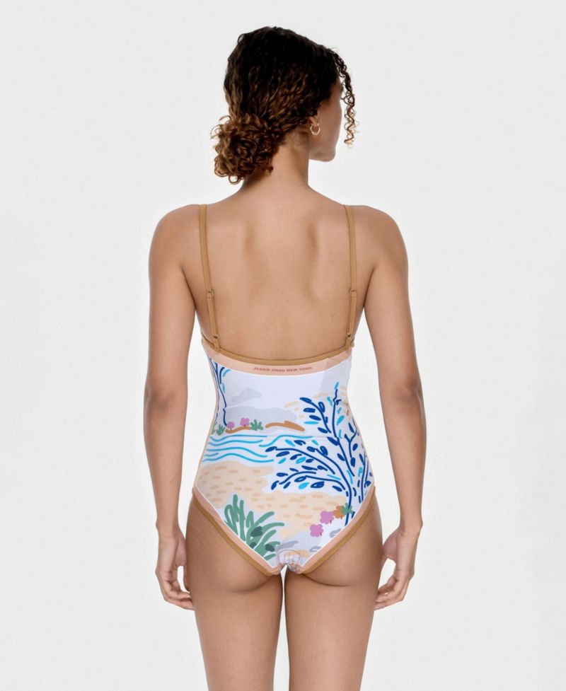 Women's Pink Garden Reversible V-Neck One-Piece Swimsuit