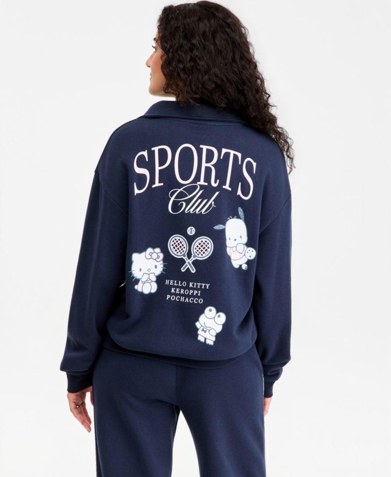 Juniors' Hello Kitty Match Quarter-Zip Sweatshirt